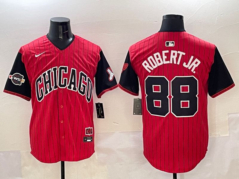 Men Chicago White Sox #88 Robert jr Red Stripe Joint Name 2025 Nike MLB Jersey style 9